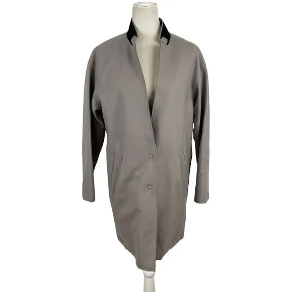 New Rag & Bone Clifton Virgin Wool Snap Coat Jacket Light Grey Size 4 Preppy Job - Picture 2 of 16
